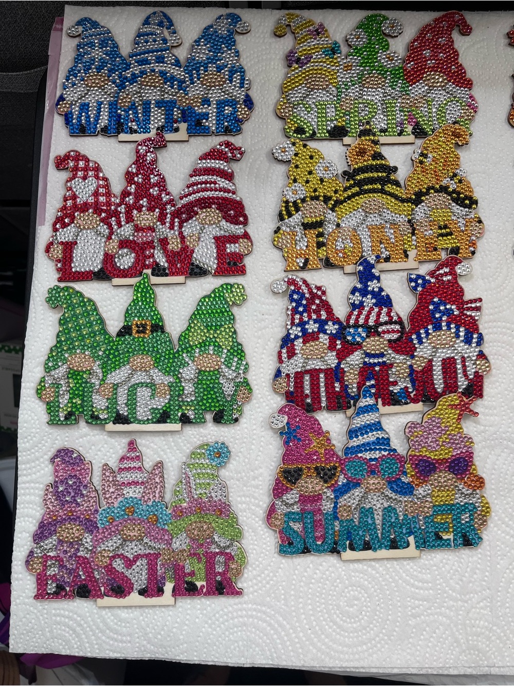 Seasonal Rhinestone Gnome Word Magnets - Assorted Colors